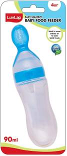 LuvLap Feeding Spoon with Squeezy food Grade Silicone Feeder bottle BPA Free, 90 ml Feeder