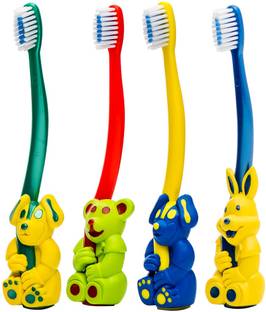 Buddsbuddy Combo of 4 Animal Shaped Ola Kids Soft Bristles, 2yrs+ Multicolor Soft Toothbrush