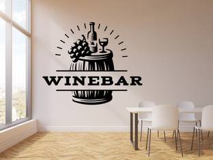 VVWV Wine Bar Restaurant Kitchen Wall Stickers Hotels Home Restaurant Wall Decoration Black Vinyl Stickers L x H 50 x 50 Cms