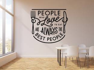 VVWV Love To Eat Restaurant Kitchen Wall Stickers Hotels Home Restaurant Wall Decoration Black Vinyl Stickers L x H 50 x 50 Cms