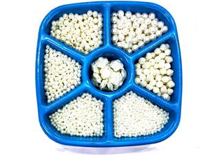 KHUSHA CREATIONS White Pearls Combo Kit for Embroidery , Jewelry making , Craft , DIY , etc (Pack Of 1000 pieces) With Storage Box