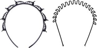 Ghelonadi Plastic and Metal Headband Combo Hair Clips Black Hair Band Hair Pin for Men, Women and Girls Hairstyle Hair Tools Head Band