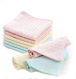 CLUZE Baby Face Napkin - Women Self Design Cotton Handkerchief (Multicolor, 9pc) ["Pink","Yellow","Sky"] Handkerchief