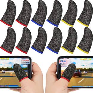 Shouten Thumb & Finger Sleeve for Pubg Mobile Game 6 Pairs Black & Yellow Finger Sleeve
