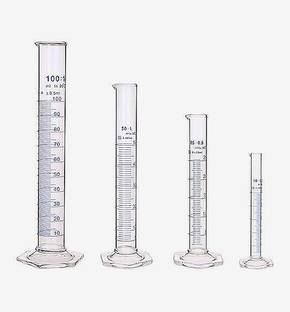 Spylx Borosilicate Glass Measuring Cylinder 10,25,50,100 ml, Pack of 4 Borosilicate Glass Graduated Cylinder