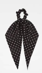 IBDA Polka Fashion Knotted Scarf Scrunchie, Handmade , Head Accessories (Adjustable Size). Rubber Band