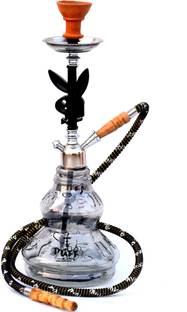 PUFF KING Hookah Pot Set, Flavour Play Boy Glass Pot for Home Decor, Hukka Black 49 cm 19 inch Glass Hookah