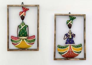 Sancheti Art Set of 2 Wall Decorative Metal Musicians Wall Hanging Showpiece Frame for Home Decor Decorative Showpiece  -  34 cm