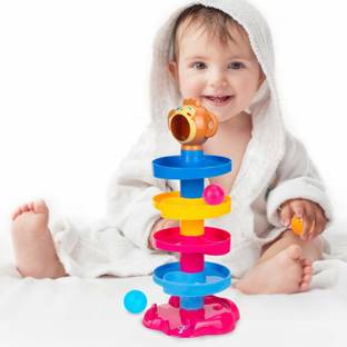 Purvaa Collection monkey ball drop toy for babies and toddlers Plastic Roll and Swirl Ball