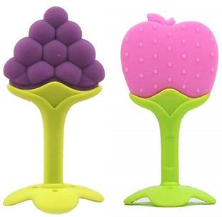 Kidsify Baby Fruit Shape Silicone Teethers Soft Stick Chews Nibbler for Baby Dental Care BPA-Free for Infants Baby (Pack of 2) Teether