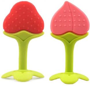 Kidsify Baby Fruit Shape Silicone Teethers Soft Stick Chews Nibbler for Baby Dental Care BPA-Free for Infants Baby (Pack of 2) Teether