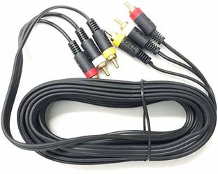 SHIELDGUARD  TV-out Cable 3RCA Male to 3RCA Male Audio Video Cable - Works for TV,LED,LCD,DVD,DTH,DVR (Fully Copper) (Black-10 METER)