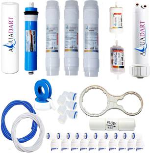AquaDart Complete Ro Water Purifier Filter Service Kit Of 80 GPD Membrane With All Accessories 1 Year Full Service Kit Solid Filter Cartridge