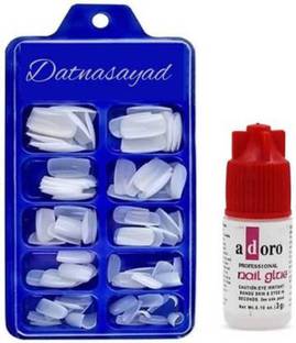 DATNASAYAD Reusable Acrylic False Nails & Glue White White