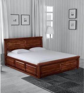 Choice Furniture Solid Wood Queen Box Bed (Finish Color - Honey Oak Finish) Solid Wood Queen Box Bed