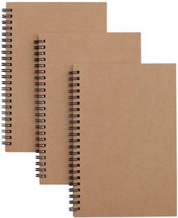 INNAXA 3 Packs Soft Cover Notebook with Lined Paper Brown Spiral Notebooks with 100 Ruled Pages 50 Sheets Memo Notepads for Home School Travel A5 Notebook Ruled 100 Pages