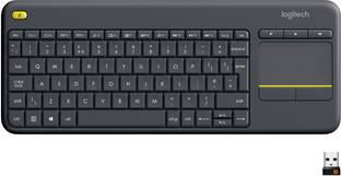 Logitech K400+ with Touchpad, Connected to TV, Customizable Multi-Media Keys Wireless Handheld Laptop Keyboard Compatible with Desktop, Laptop, Mac stand support,K400+ with Touchpad, Connected to TV, Customizable Multi-Media Keys