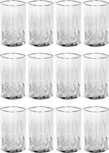Somil (Pack of 12) Stylish Shape Self Designer Multipurpose Glass Design No-R05 Set Of 12 Glass Set Water/Juice Glass