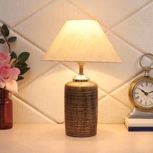 foziq Beige Shade Table Lamp Withn Antique Terracotta Base Table Lamp