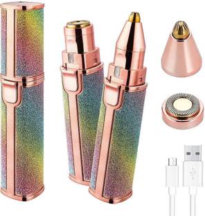 HBD SALES Portable Rechargeable Eyebrow Trimmer & Facial Hair Remover, 2 in 1 USB Charging Eyebrow Razor with Built-in LED Light, Eyebrow, Painless, Face, Leg, Armpit, Upper lip, Cheek, Bikini Area, Nose Body Skin Waxing Hair Remover for Women (1 piece) Trimmer 45 min  Runtime 1 Length Settings