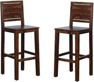 G Fine Furniture Bar Chairs for Home | Long Wooden Chair | High Bar Chair Set of 2 | Sheesham Wood, Brown Finish Solid Wood Bar Chair