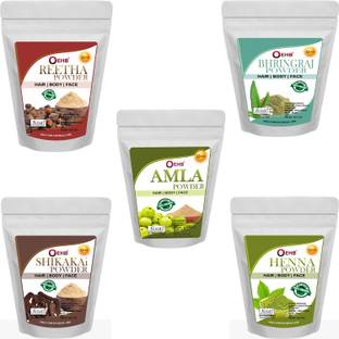 OEHB 5 in 1 Organic Amla , Reetha , Shikakai, Bhringraj and Henna Powder (Each 50gm)