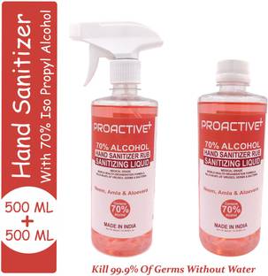 Proactive+  is an effective hand hygiene solution Rose Fragrance 70 % Iso Propyl Alcohol Based kill 99.9% infectious microorganisms Hand Sanitizer Bottle + Refill