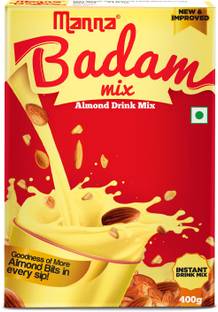 Manna Instant Badam Drink Mix with Real bits of Badam, 400g , More Bits per Sip (10% Badam) , Make milk tastier