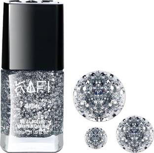 KAFI Glitter Nail Polish- Long lasting, Non Toxic, High Shine, Vegan, 10-Free Formula, SalonPro - (Big Silver Glitter) Born With Silver Spoon
