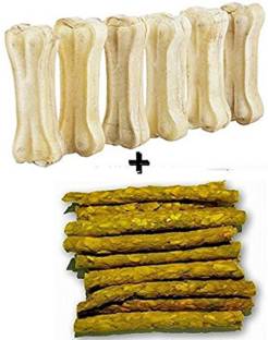 Foodie Puppies Chompsters Pressed Dog Bone 5 inches - Pack of 6 bones and Chicken Stick,500gm Chicken Dog Chew