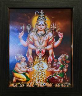 FRAMTASTIC LORD SHIVA GIVING MONEY TO KUBER AND LAXMI Religious Frame