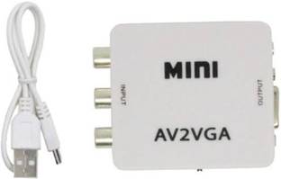 Technobyte Full HD 1080P Mini AV to VGA Video Convertor Box, AV RCA CVBS to VGA Video Converter box, AV2VGA Video Converter Box with 3.5 mm Audio, Easy to Connect, Plug & Play, No Software/Driver CD required Media Streaming Device