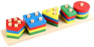 Univocean Wooden Educational Geometric Blocks Stack