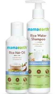 Mamaearth Damage Repair Hair Combo - Rice Water Shampoo 250ml + Rice Water Hair Oil 150ml