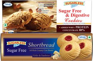 Sugarless Bliss Sugar Free Raspberry Short bread Cookies and Ginger Cookies 2x200gm(400gm) Cookies Biscuit