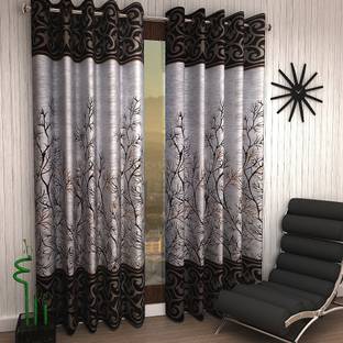 Home Sizzler 275 cm (9 ft) Polyester Semi Transparent Long Door Curtain (Pack Of 2)