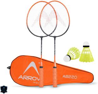 ArrowMax BADMINTON RACQUETS SET FOR KIDS WITH 2 PC NYLON SHUTTLE , AB -220 JUNIOR RACKET Badminton Kit