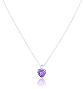 arts on way Silver Plated Chain with Beautiful Large Single Heart Shape Purple Cubic Zirconia (American Diamond) Stone Pendant for Women/Girls Cubic Zirconia Silver Plated Brass Chain
