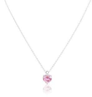arts on way Silver Plated Chain with Beautiful Large Single Heart Shape Pink Cubic Zirconia (American Diamond) Stone Pendant for Women/Girls Cubic Zirconia Silver Plated Brass Chain
