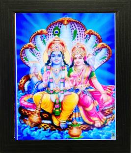 FRAMTASTIC LAKSHMI NARAYAN PHOTO FRAME SMALL SIZE WITH UNBREAKABLE GLASS Religious Frame