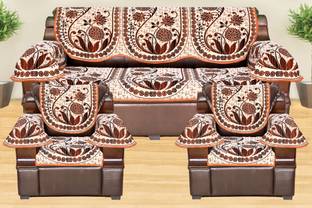 Azotica Cotton Floral 3+1+1 Seater Sofa Cover