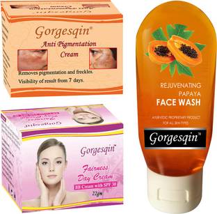 GORGESQIN Anti Pigmentation 10g Day Cream 22 g & Face Wash Papaya 60 ml