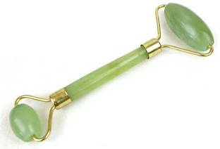 krenz K-3 Natural Jade Double Sided Face Roller Copper Facial Massager Massage Stone Beauty Tool for Face Neck Toning, Firming & Serum Application Massager