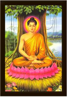 Braj Art Gallery Gautam Buddha in Meditation Under Bodhi Tree Photo Frame Digital Reprint 19.5 inch x 13.5 inch Painting