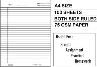 OFIXO A4 Size Both Side Ruled Sheet for Project YES A4 70 gsm Project Paper