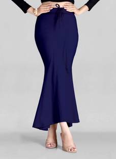 SCUBE DESIGNS Flared Saree Shapewear Navy Blue (S) Lycra Blend Petticoat