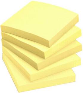 officekart Cream Yellow Colour (Pack of 5, 500 Sticky Notes) 100 Sheets REGULAR STICKY NOTES 3' X 3', 1 Colors