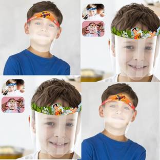 unlock Wings Pack Of 4 Static Kids Face Shield With Comics Character Designed For Kids (Pack of 4) Safety Visor