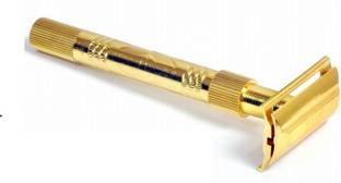 PRAMUKH STORE Long Handle Brass Shaving Razor with 5 Shaving Blades, Men & Women