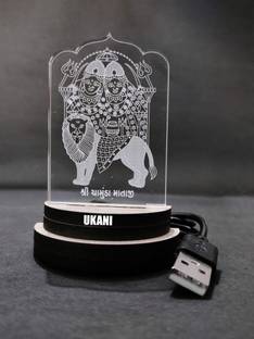 UKANI 3D USB SHREE CHAMUNDA MAA Night Lamp for Car/Office/Desktop/Gift/Table Top 7 Color Change Light Table Lamp